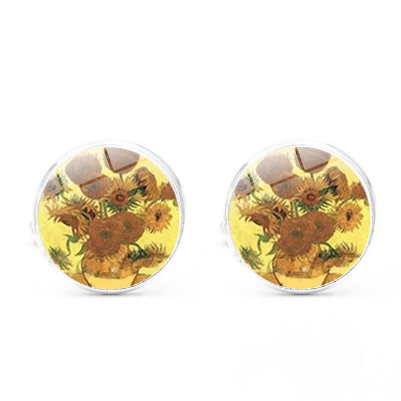 Gemelos con cúpula de cristal con pintura al óleo para hombre
