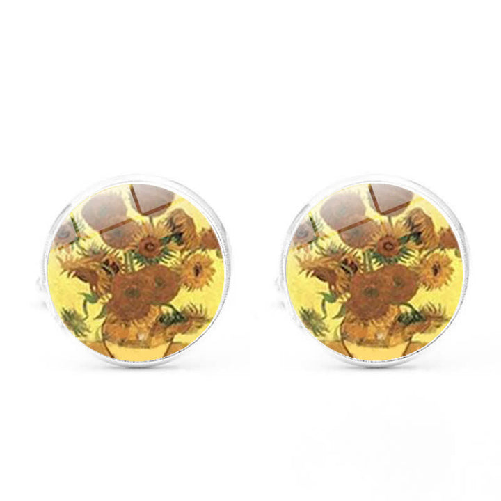 Gemelos con cúpula de cristal con pintura al óleo para hombre