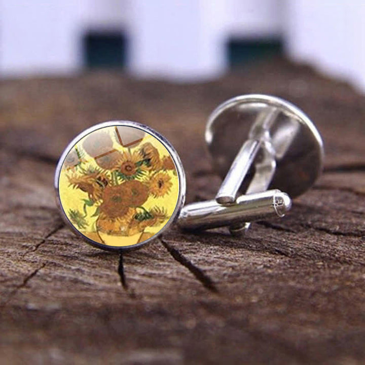Gemelos con cúpula de cristal con pintura al óleo para hombre