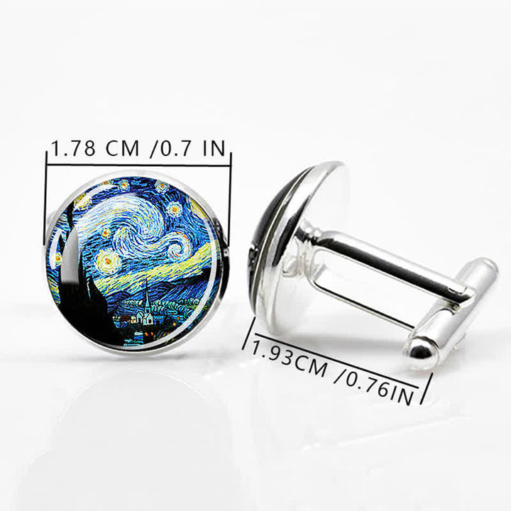 Gemelos con cúpula de cristal con pintura al óleo para hombre