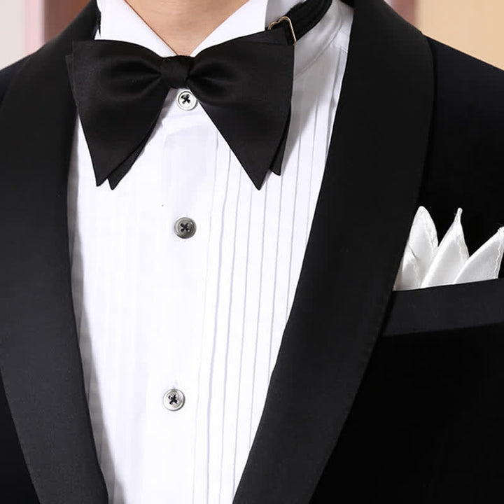 Pajarita de boda elegante de gran tamaño con punta para hombre