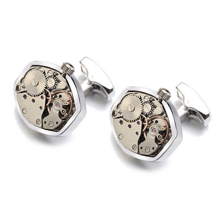 Gemelos Steampunk con mecanismo de relojería para hombre.