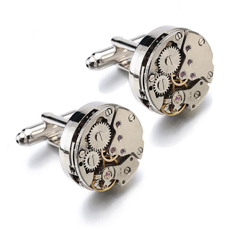 Gemelos Steampunk con mecanismo de relojería para hombre.