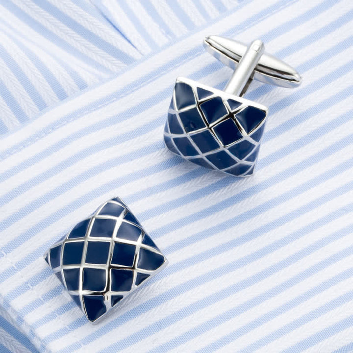 Gemelos cuadrados con cuadros ondulados azules para hombre