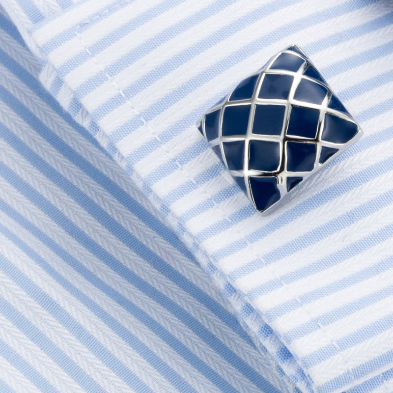 Gemelos cuadrados con cuadros ondulados azules para hombre