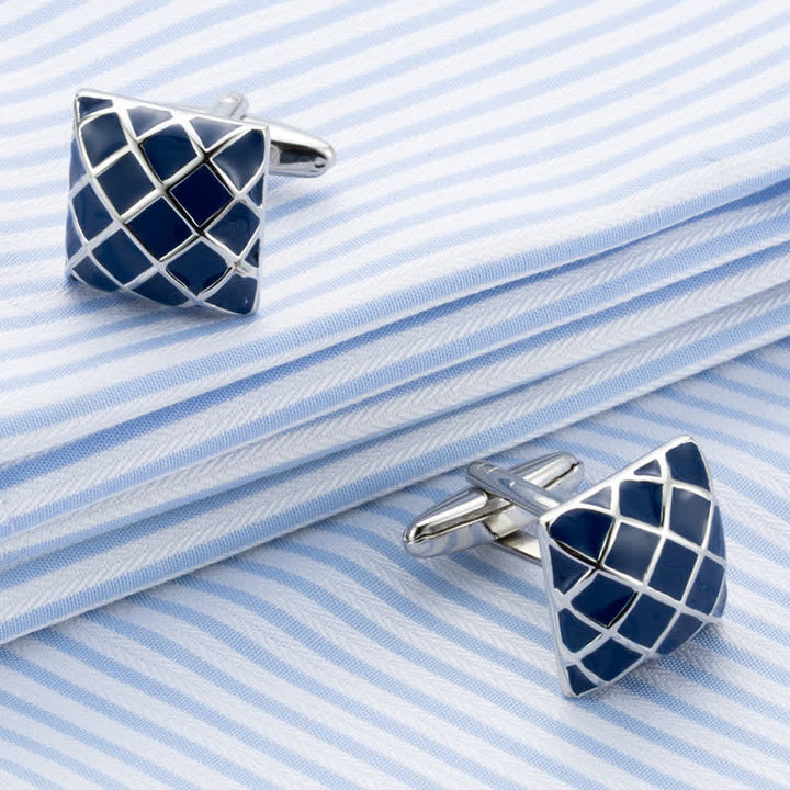 Gemelos cuadrados con cuadros ondulados azules para hombre