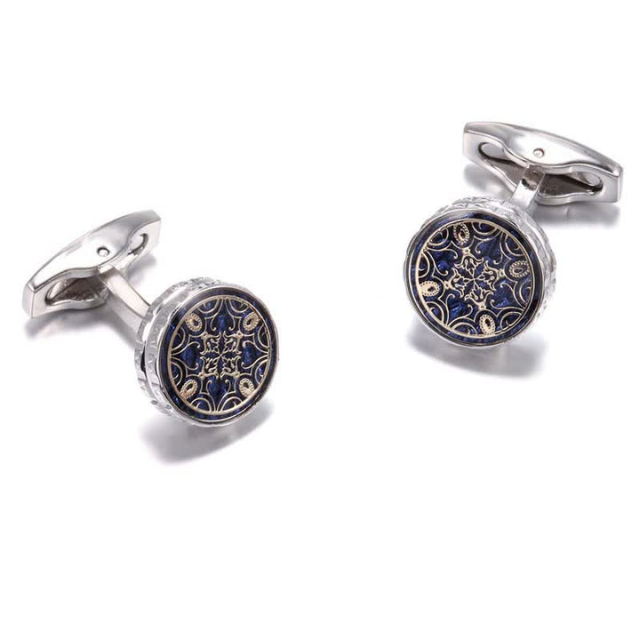 Gemelos redondos con diseño floral novedoso para hombre