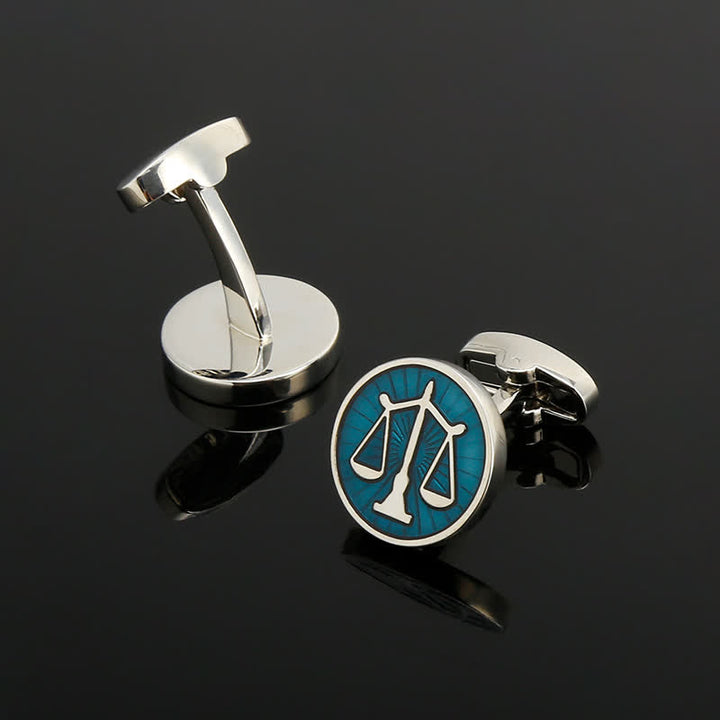 Gemelos de balanza de la justicia azul para hombre