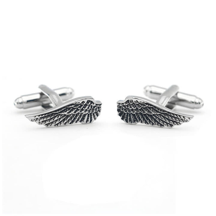 Gemelos de alas de ángel en plata y negro para hombre