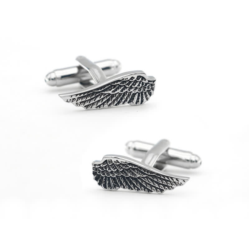 Gemelos de alas de ángel en plata y negro para hombre