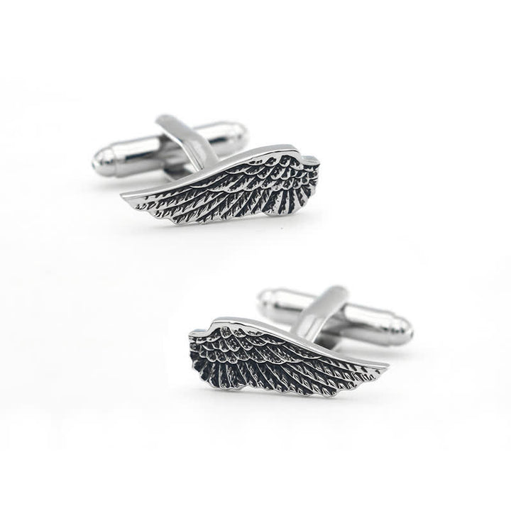 Gemelos de alas de ángel en plata y negro para hombre