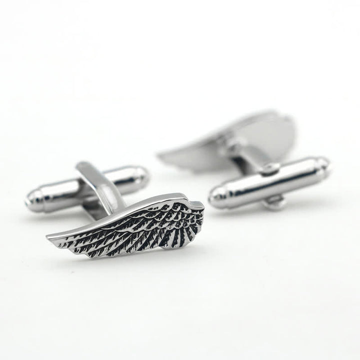 Gemelos de alas de ángel en plata y negro para hombre