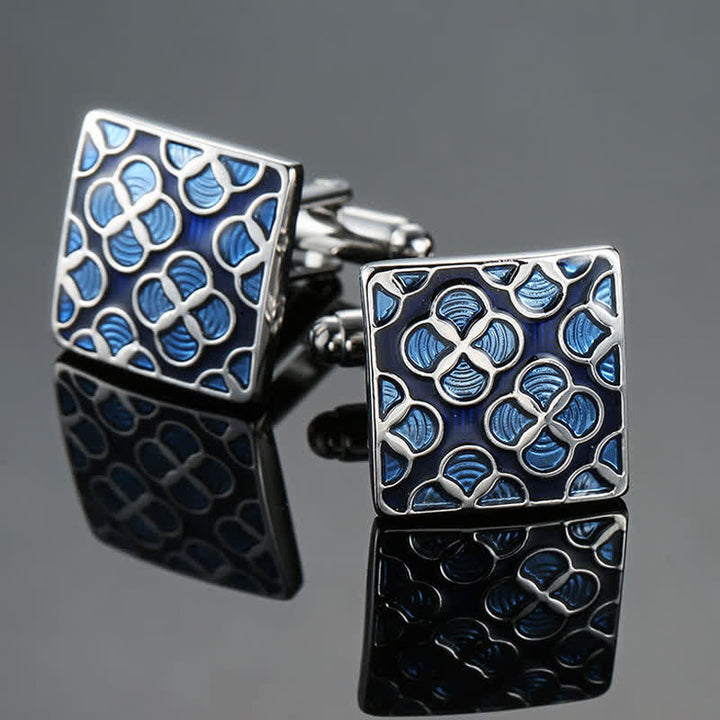 Gemelos cuadrados esmaltados de la serie azul para hombre