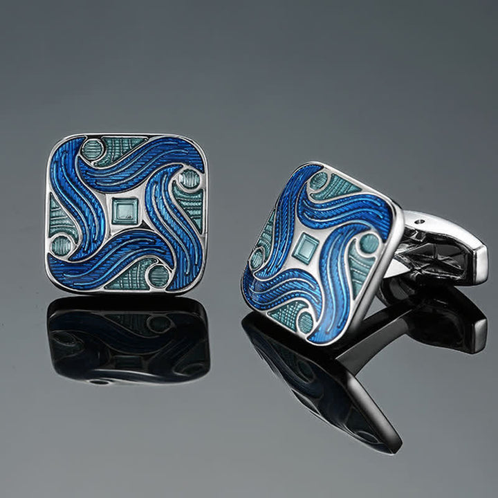 Gemelos cuadrados esmaltados de la serie azul para hombre