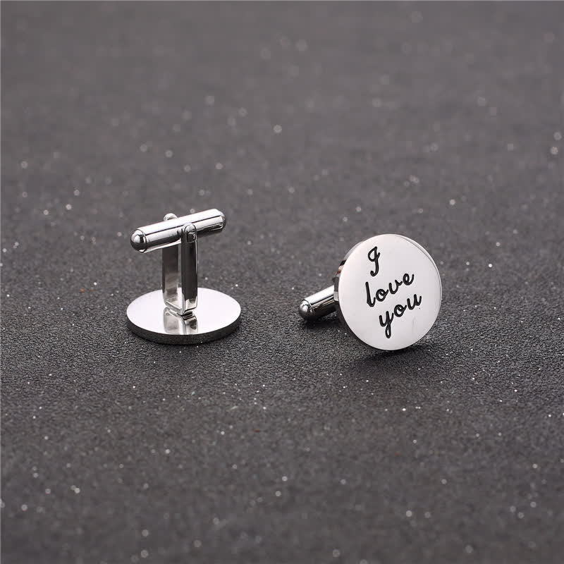 Gemelos para hombre con la frase "Te amo hasta el infinito y más allá"