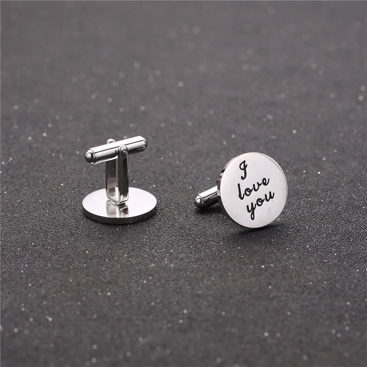 Gemelos para hombre con la frase "Te amo hasta el infinito y más allá"