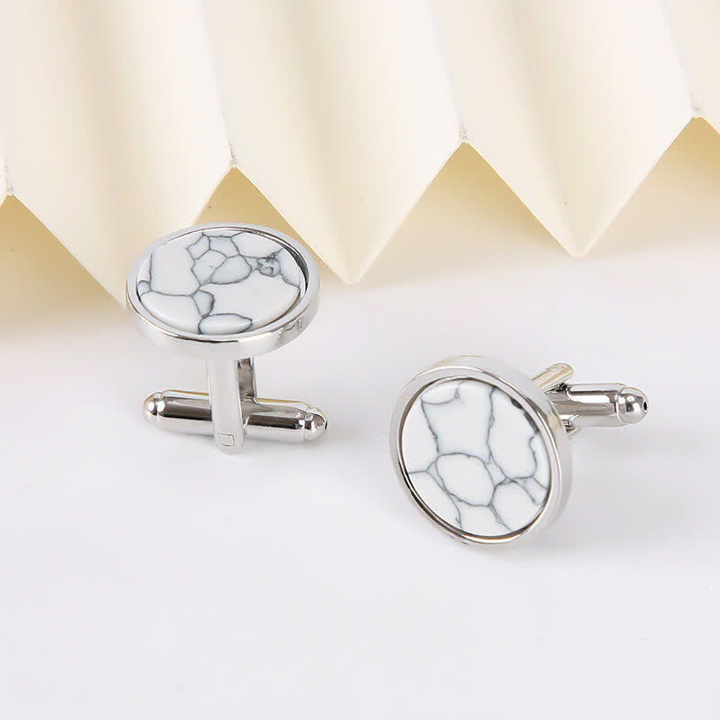 Gemelos de negocios con diseño de piedra de mármol para hombre