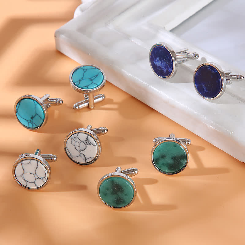 Gemelos de negocios con diseño de piedra de mármol para hombre - image 1