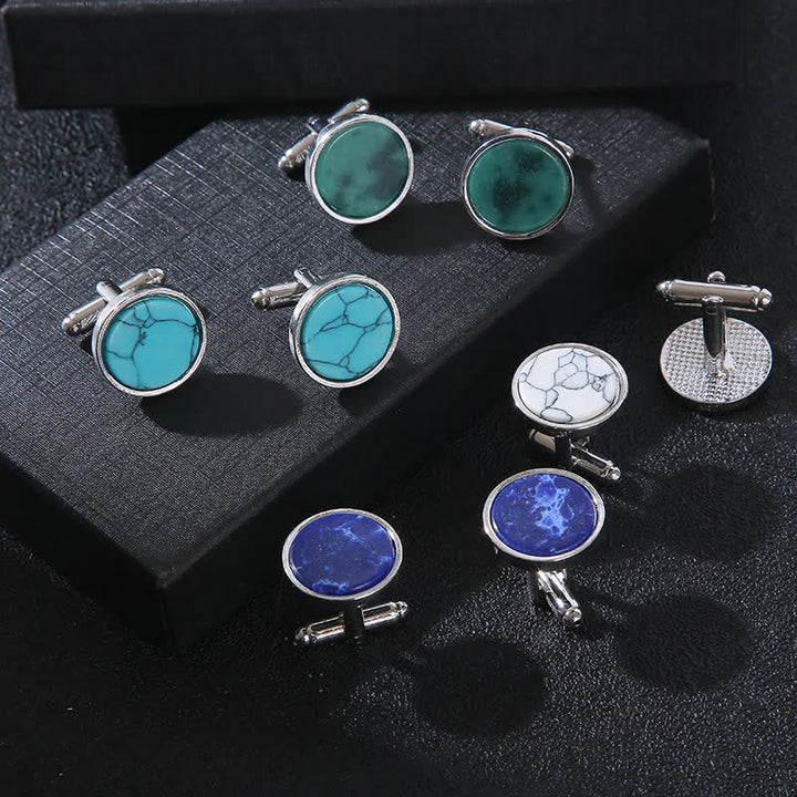 Gemelos de negocios con diseño de piedra de mármol para hombre