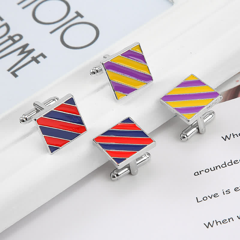 Gemelos clásicos de rayas cuadradas de dos tonos para hombre - image 6