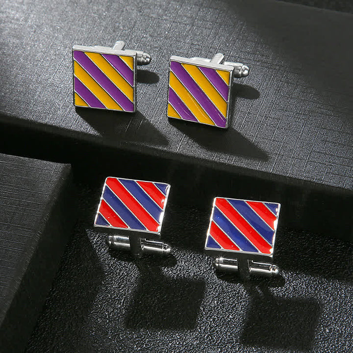 Gemelos clásicos de rayas cuadradas de dos tonos para hombre