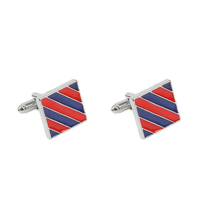 Gemelos clásicos de rayas cuadradas de dos tonos para hombre - Rojo y azul - image 2