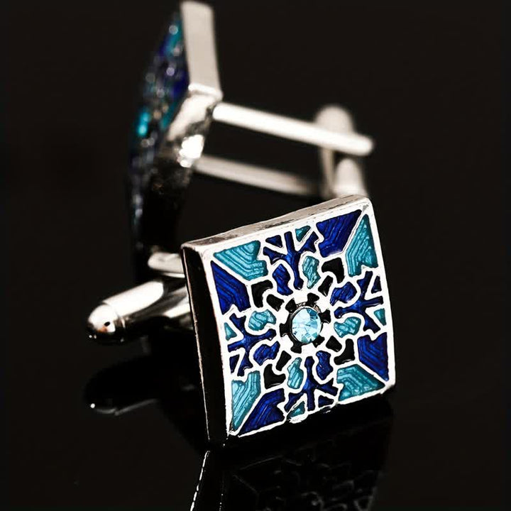 Gemelos de copo de nieve esmaltados en azul clásico para hombre