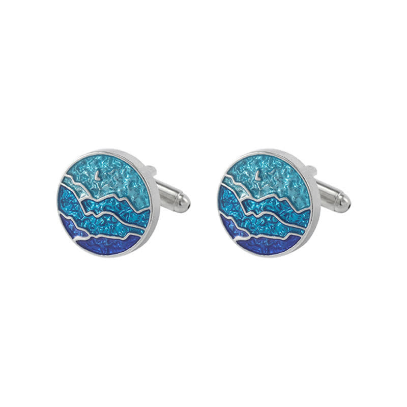 Gemelos de copo de nieve esmaltados en azul clásico para hombre
