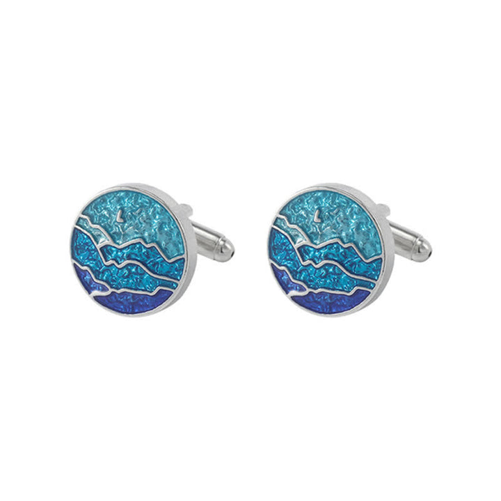 Gemelos de copo de nieve esmaltados en azul clásico para hombre