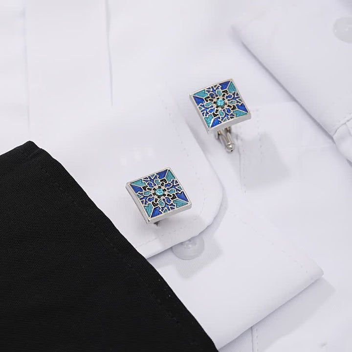 Gemelos de copo de nieve esmaltados en azul clásico para hombre