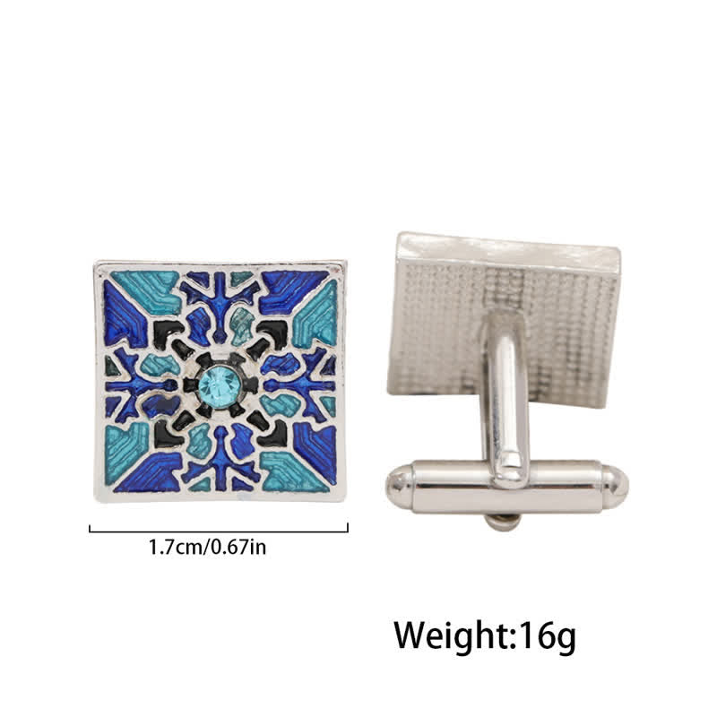 Gemelos de copo de nieve esmaltados en azul clásico para hombre