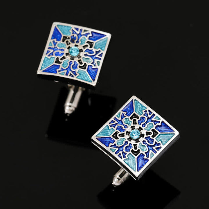 Gemelos de copo de nieve esmaltados en azul clásico para hombre