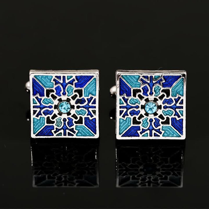 Gemelos de copo de nieve esmaltados en azul clásico para hombre