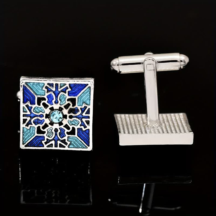 Gemelos de copo de nieve esmaltados en azul clásico para hombre