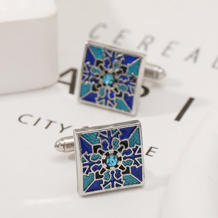 Gemelos de copo de nieve esmaltados en azul clásico para hombre