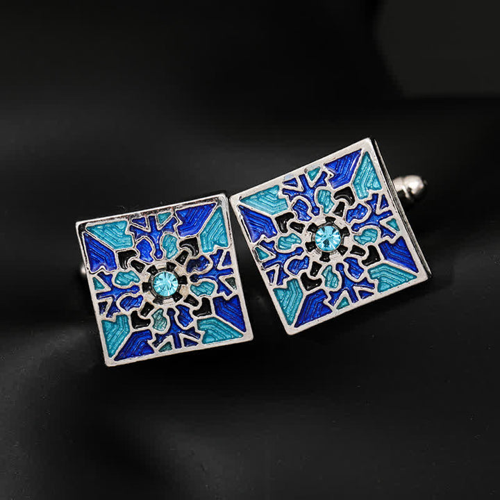 Gemelos de copo de nieve esmaltados en azul clásico para hombre