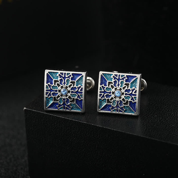 Gemelos de copo de nieve esmaltados en azul clásico para hombre