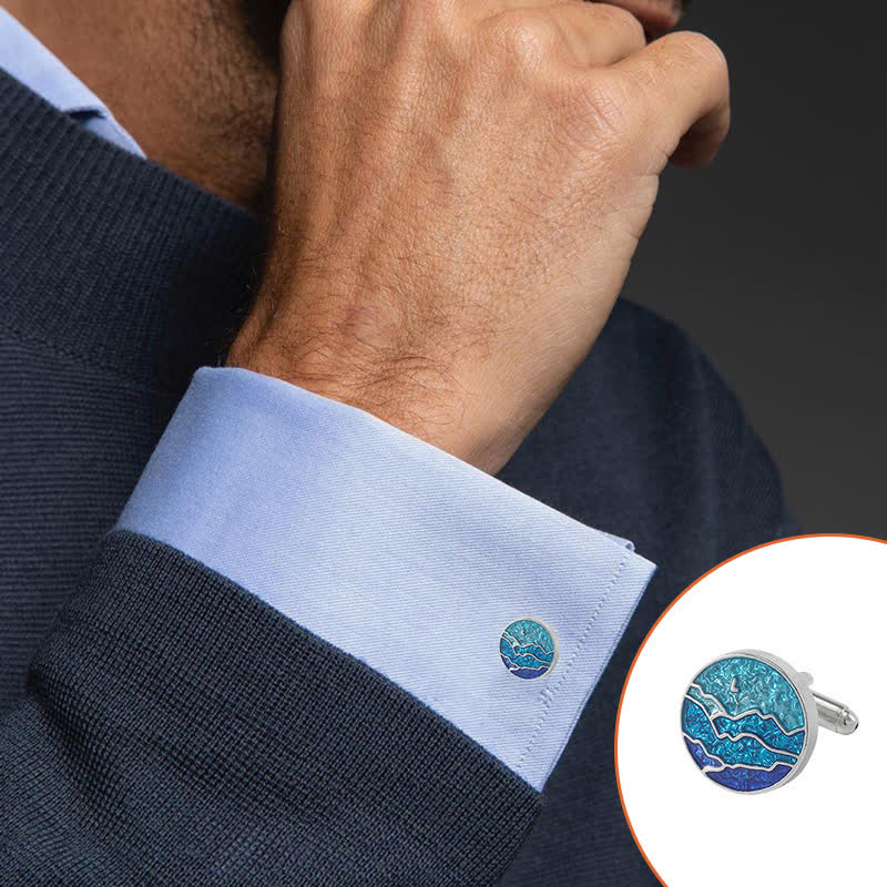 Gemelos de copo de nieve esmaltados en azul clásico para hombre