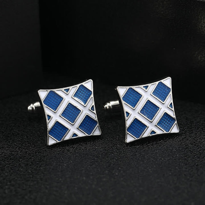 Gemelos de copo de nieve esmaltados en azul clásico para hombre