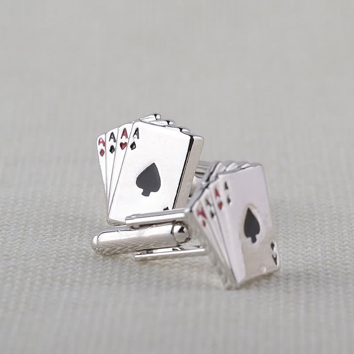 Gemelos de as de cartas para jugar al póquer para hombre
