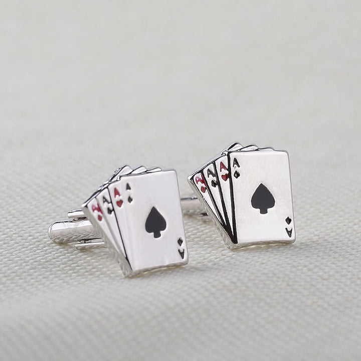 Gemelos de as de cartas para jugar al póquer para hombre