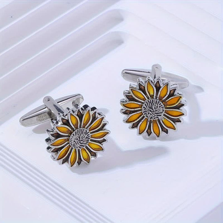 Gemelos de hombre con diseño de flor amarilla de girasol