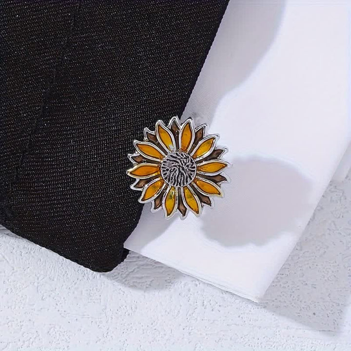 Gemelos de hombre con diseño de flor amarilla de girasol