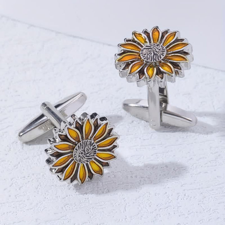 Gemelos de hombre con diseño de flor amarilla de girasol