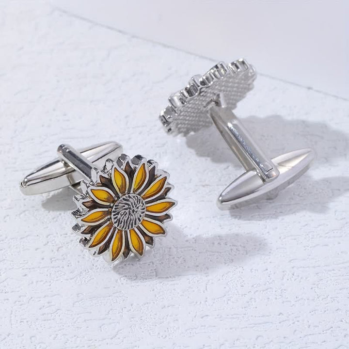Gemelos de hombre con diseño de flor amarilla de girasol