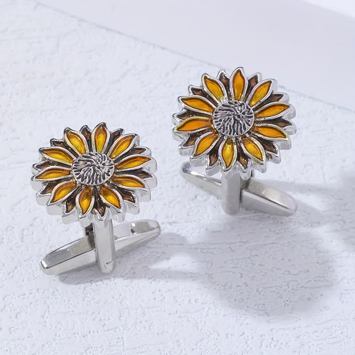 Gemelos de hombre con diseño de flor amarilla de girasol