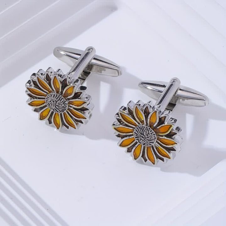 Gemelos de hombre con diseño de flor amarilla de girasol