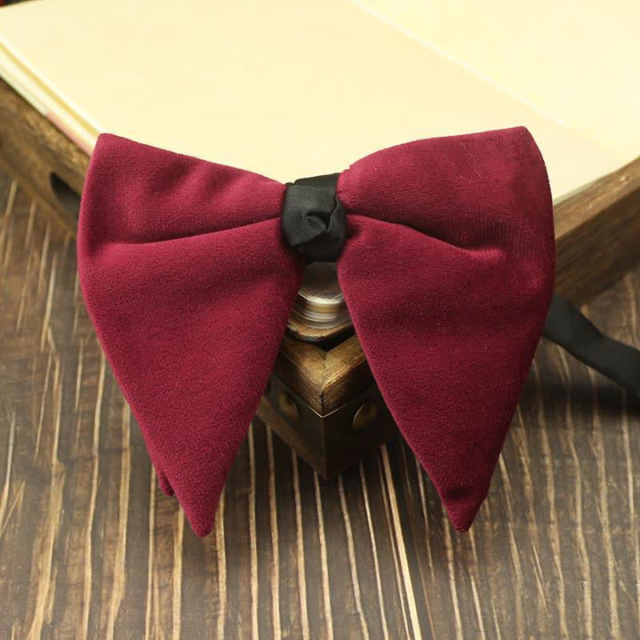 Pajarita de boda de terciopelo de gran tamaño y punta para hombre