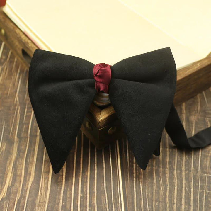 Pajarita de boda de terciopelo de gran tamaño y punta para hombre