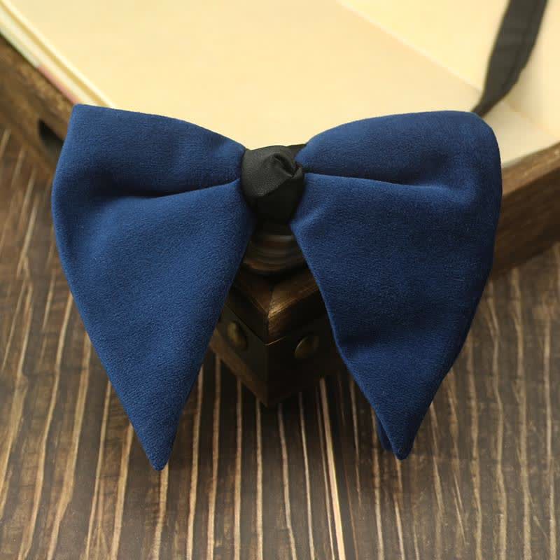 Pajarita de boda de terciopelo de gran tamaño y punta para hombre